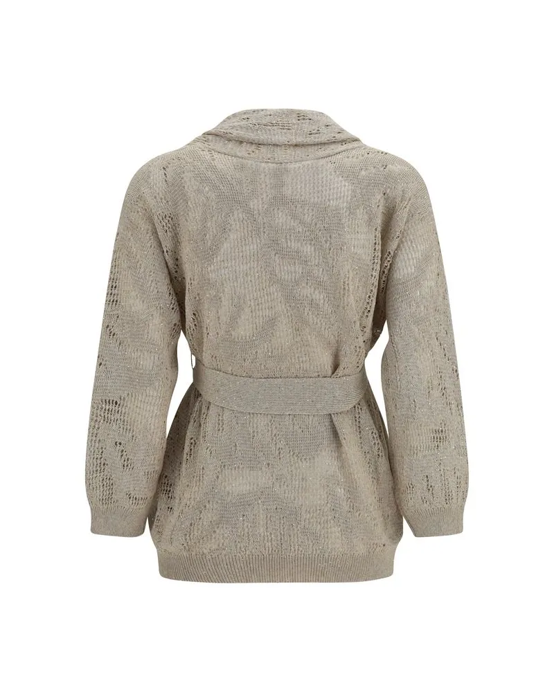 Brunello Cucinelli Women Beige Linen Cardigan Clothing Beige