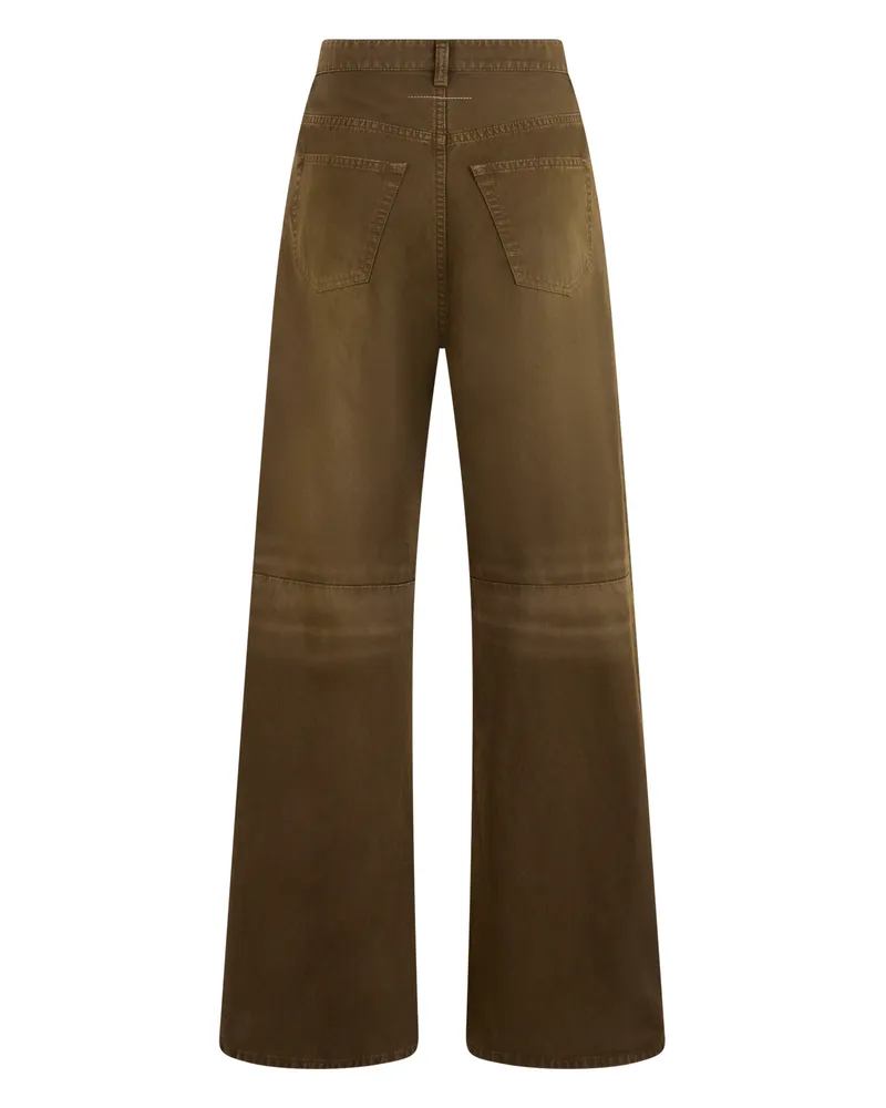 Maison Margiela Women's Palazzo Pants High-Waisted Brown Cotton Flared Jeans 