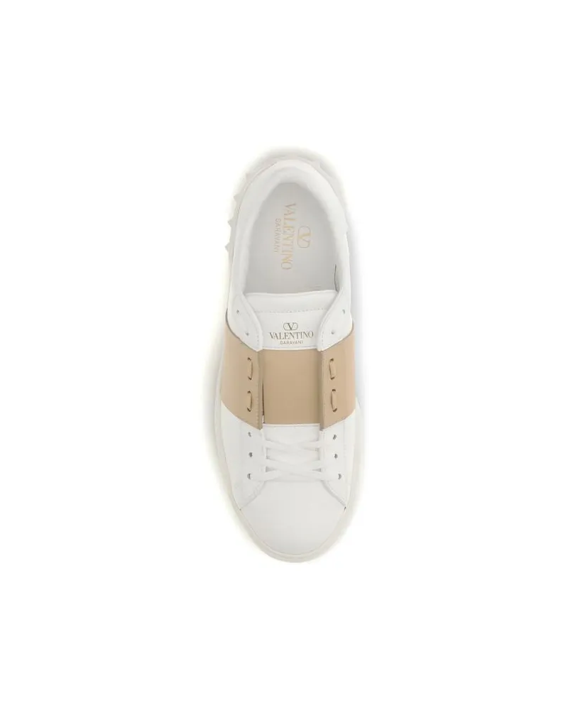 Valentino Garavani Men's White Calf Leather Bos Taurus Low Top Sneakers White