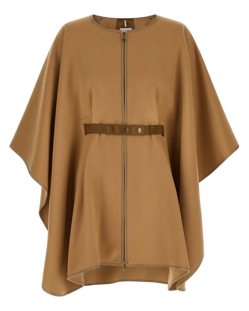 Moncler Virgin Wool Blend with Removable Hood Cape — Camel Camel