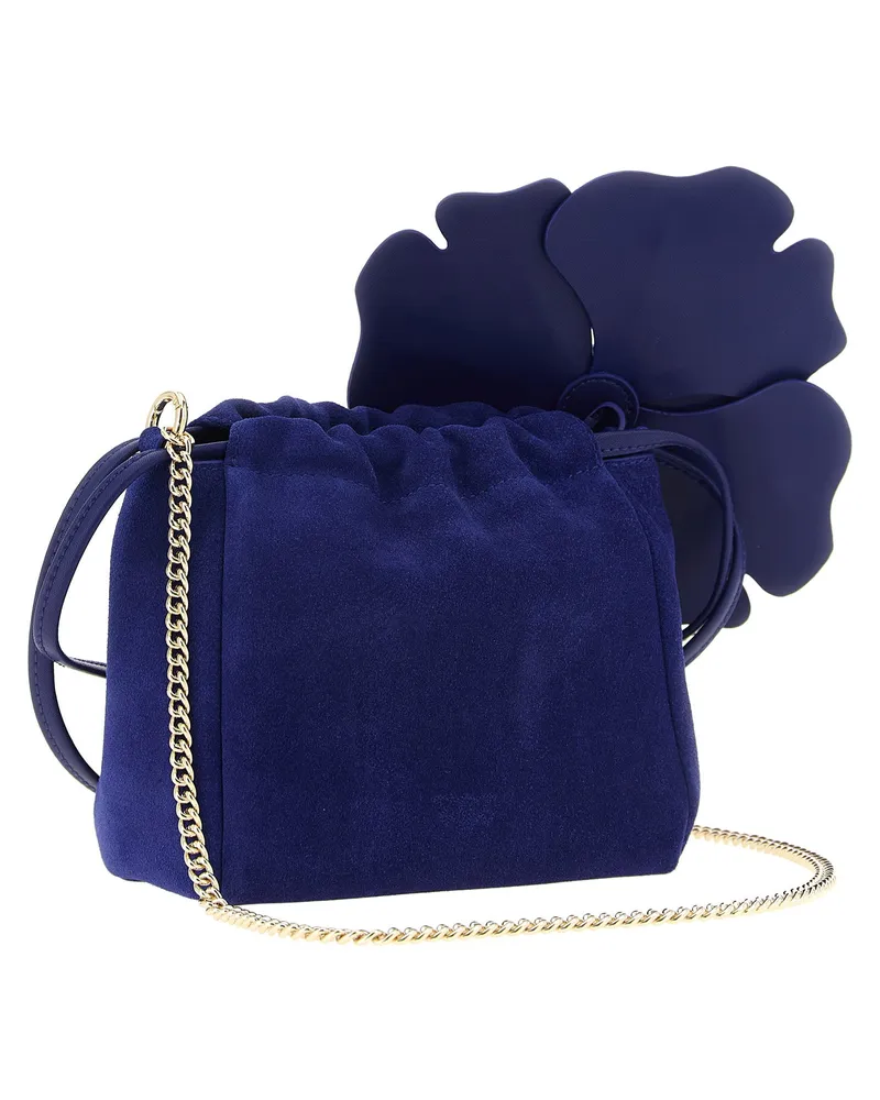 Pinko Flower Suede Pouch — Cobalt Blue Cobalt