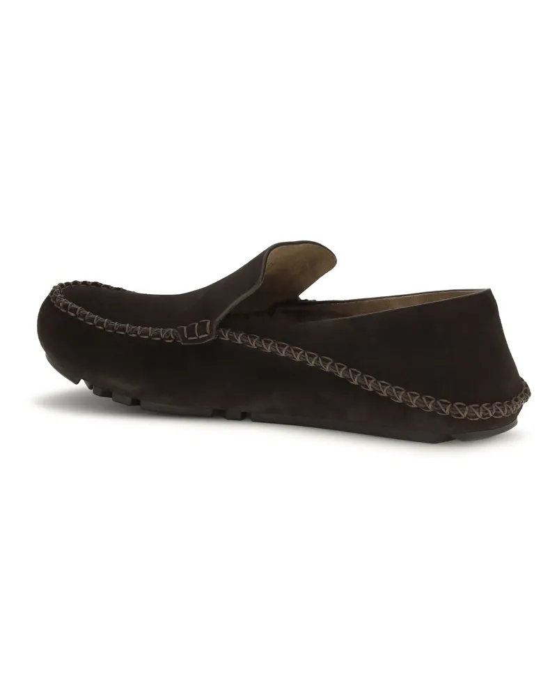 Loewe Men's Loafers Rambla Dark Brown Suede Upper Brown