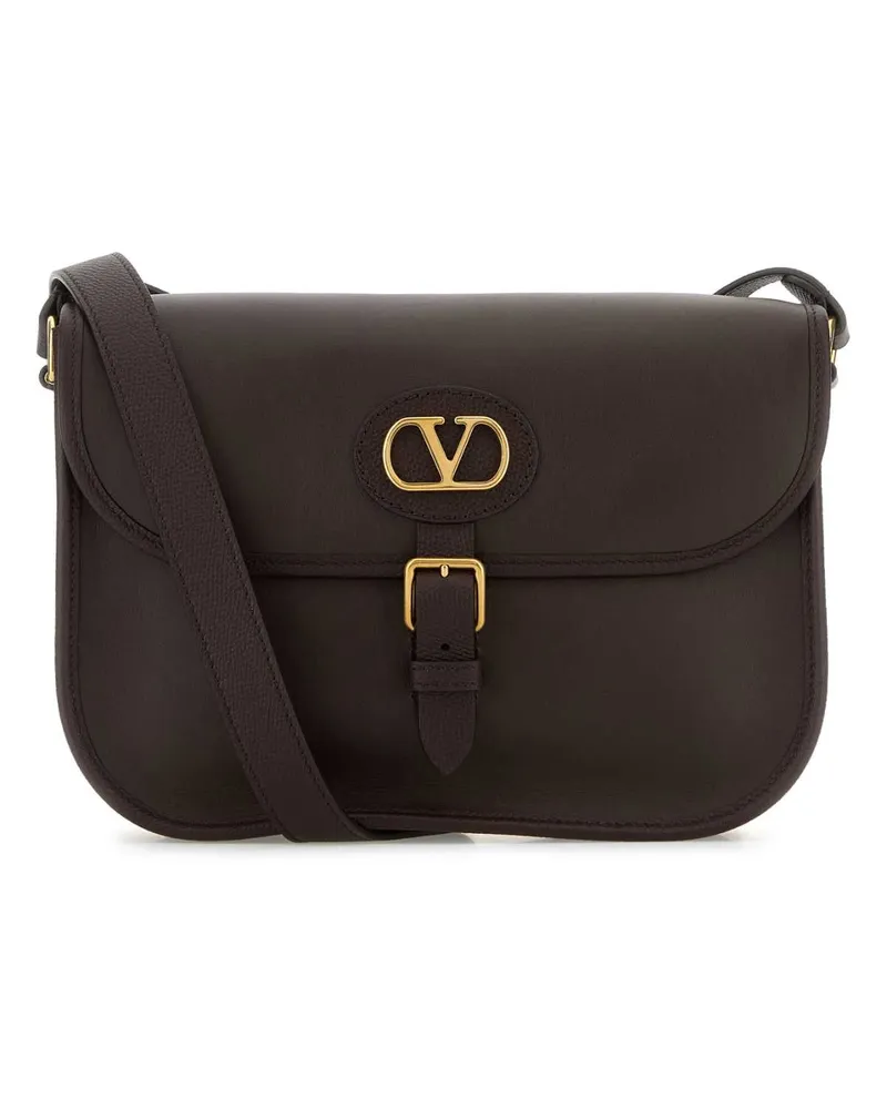 Valentino Garavani Logo-Embellished Calf Shoulder Bag — Brown Brown