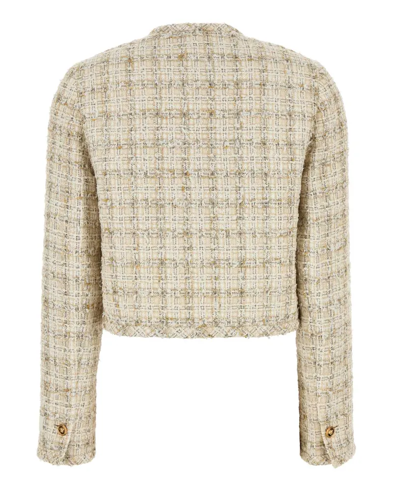 Versace Women's Multicolor Tweed Blazer Biscuitwhite Giacche E Gilet Jacket Beige