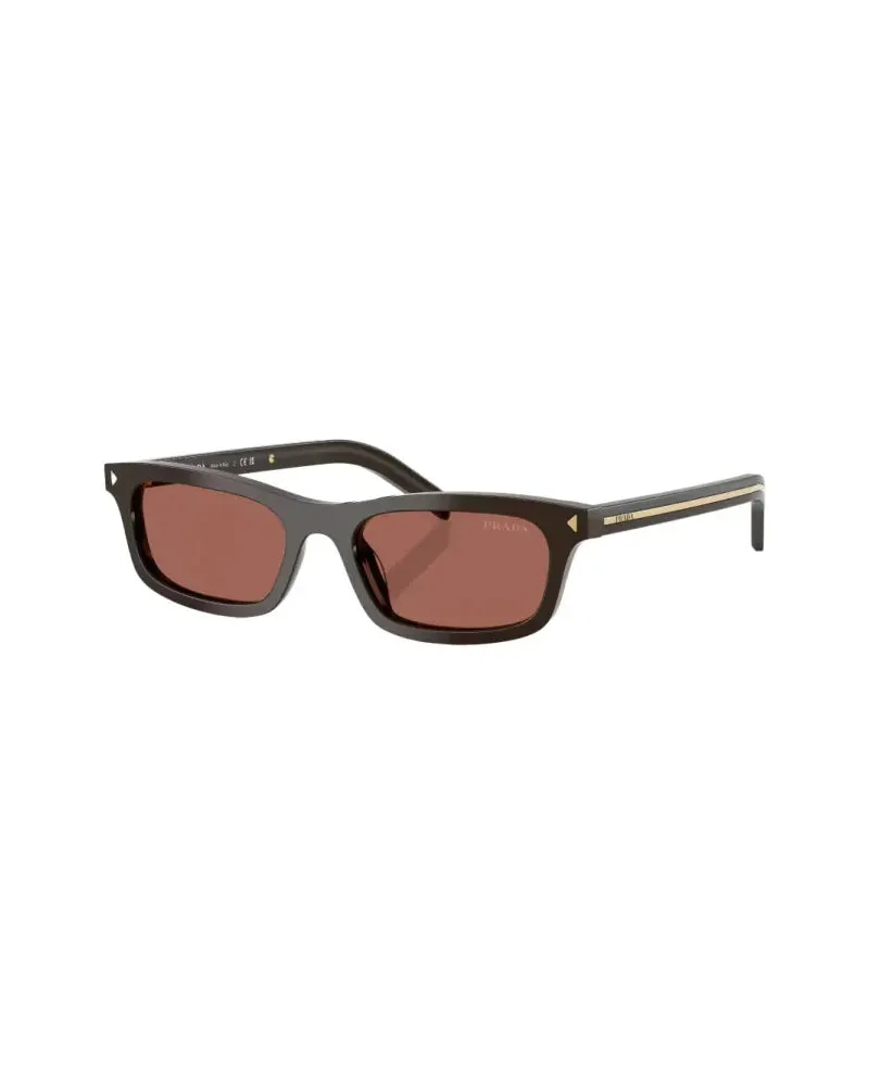 Prada PRD05S Rectangle-Frame Sunglasses — Brown Brown