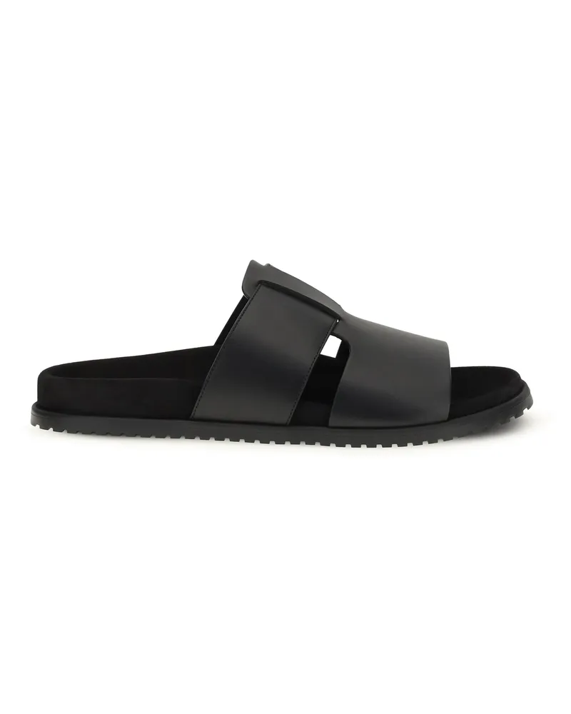 Dolce & Gabbana Calf Leather Slide Sandals — Black 