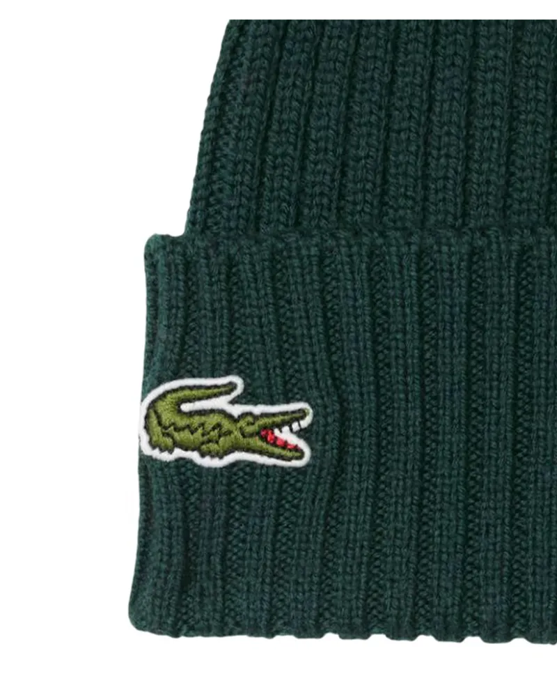 Lacoste RB0001 Ribbed Brushed Wool Beanie — Green Green