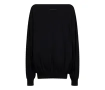 Off-The-Shoulder Cotton Jersey Sweater — Black