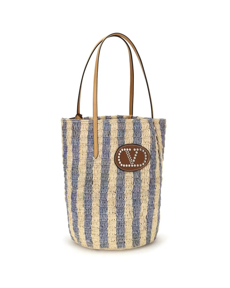 Valentino Garavani Women's Blue Raffia Backet Bag Blue