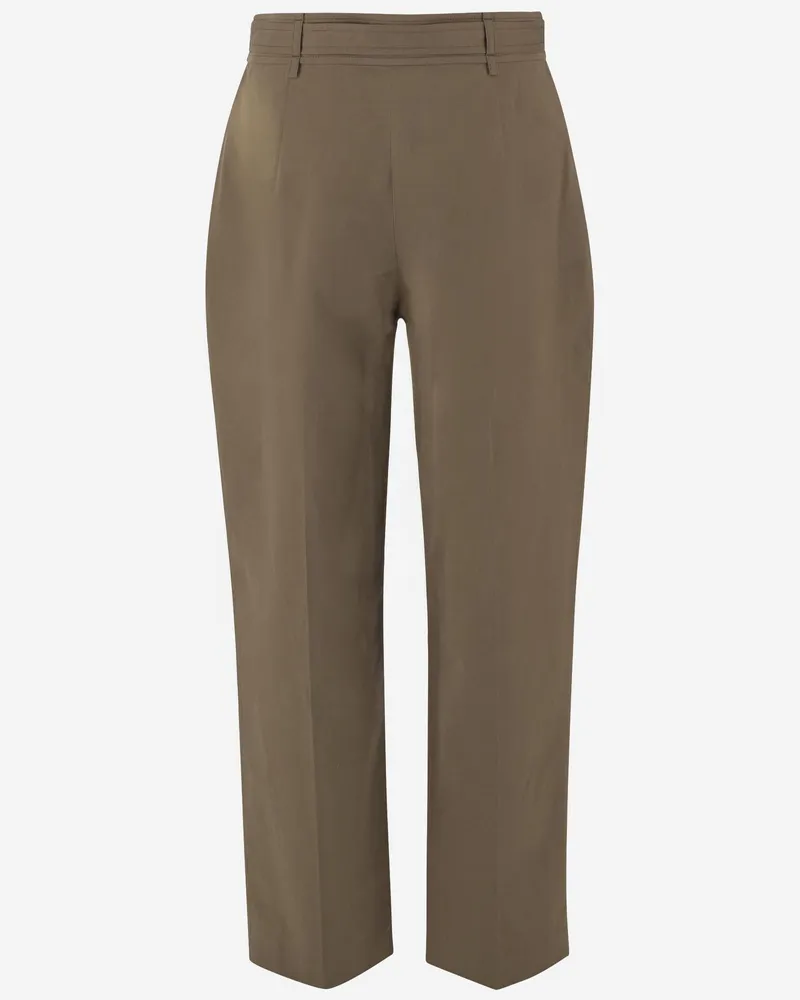 Saint Laurent Women's Cotton Trousers Khaki Khaki