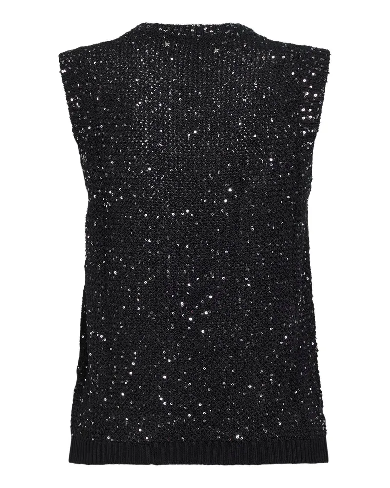 Golden Goose Women's Black Sequin Mesh Journey Top Polyamide Knitwear Sweater Black