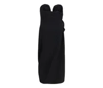 Sculptural Floral Wool Cocktail Dress — Black