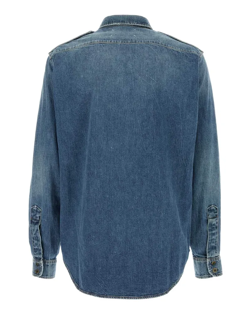 Maison Margiela Men's Denim Shirt Vintagemediumblue T-Shirt Blue