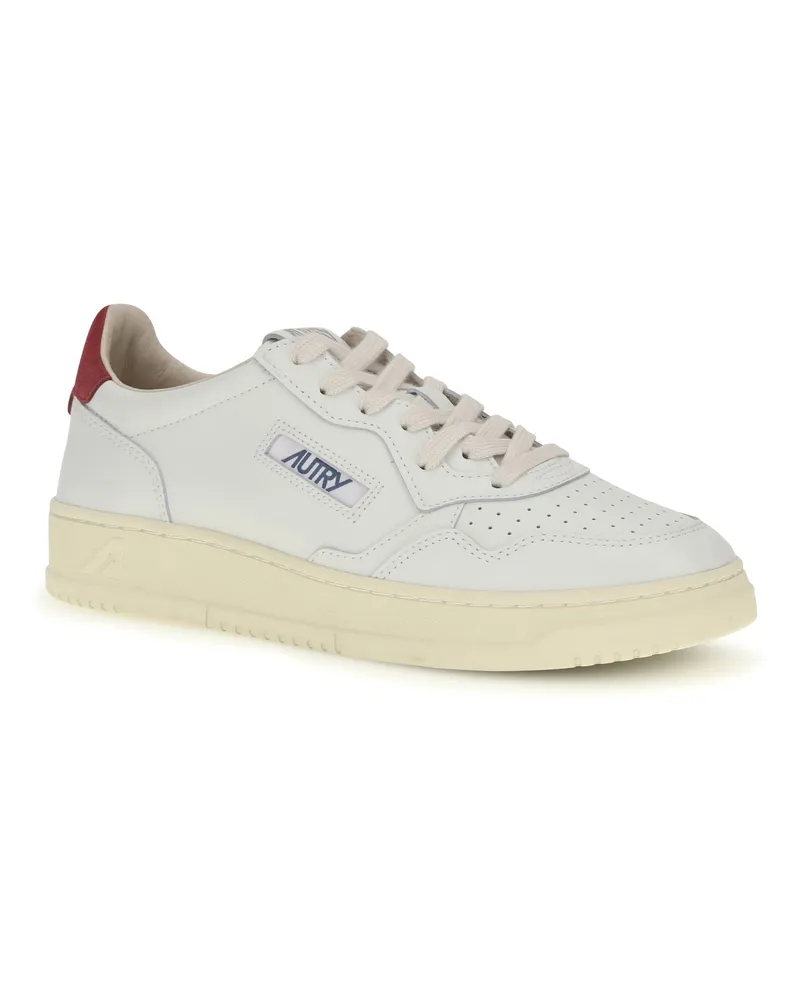 AUTRY Men's Medalist Low Sneakers Wht-Deepclaret Wht/deepclaret White