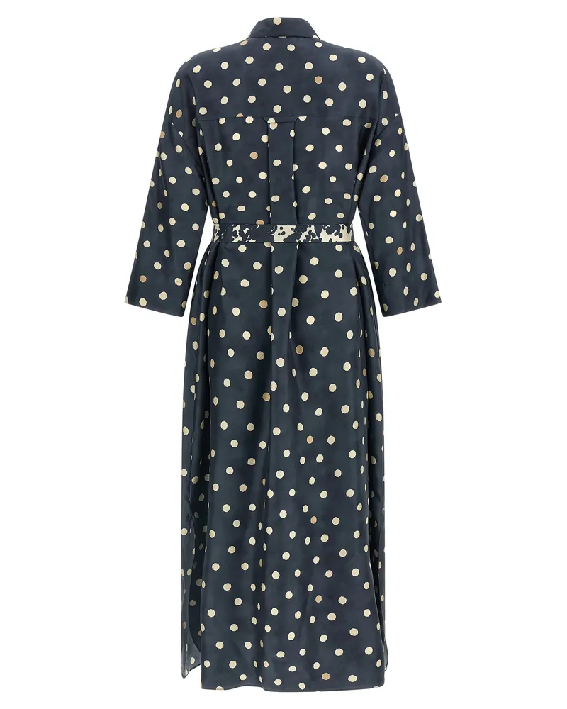 Max Mara Women's Blue Silk Midi Dress Navy