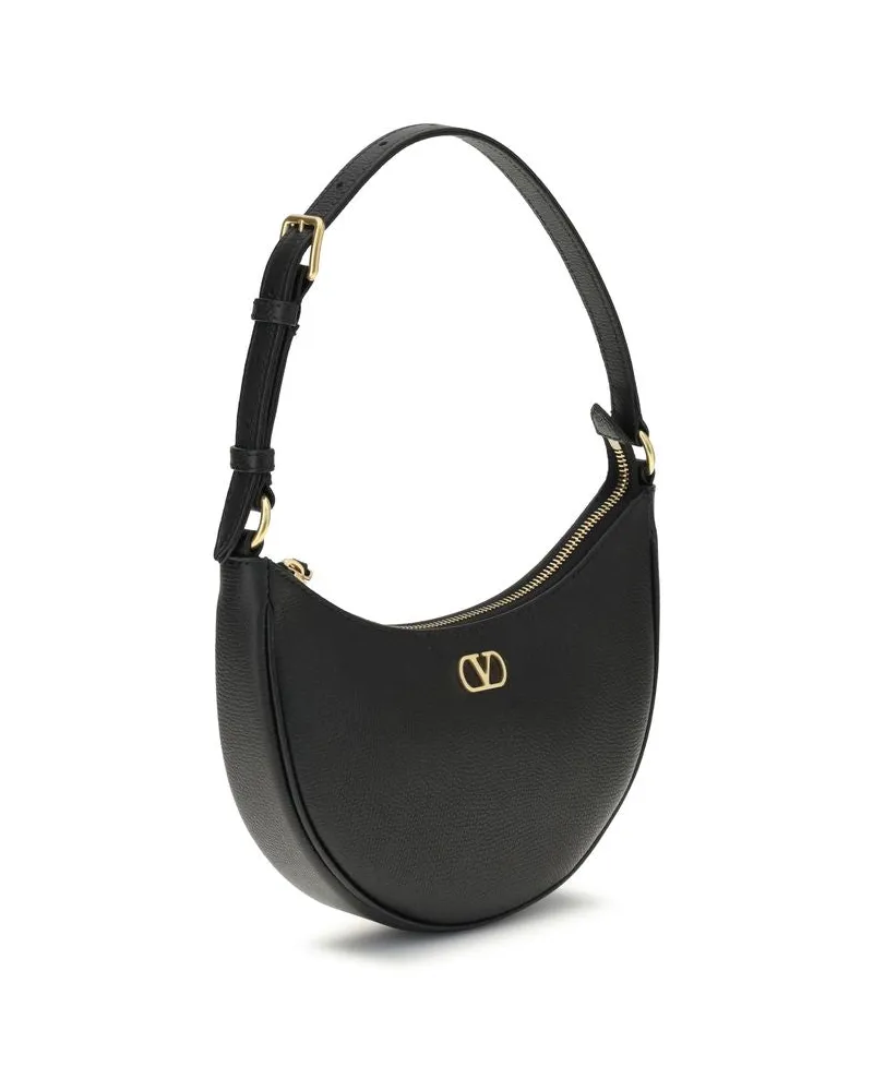 Valentino Garavani Women's Black Calf Leather Bos Taurus Shoulder Bag Black