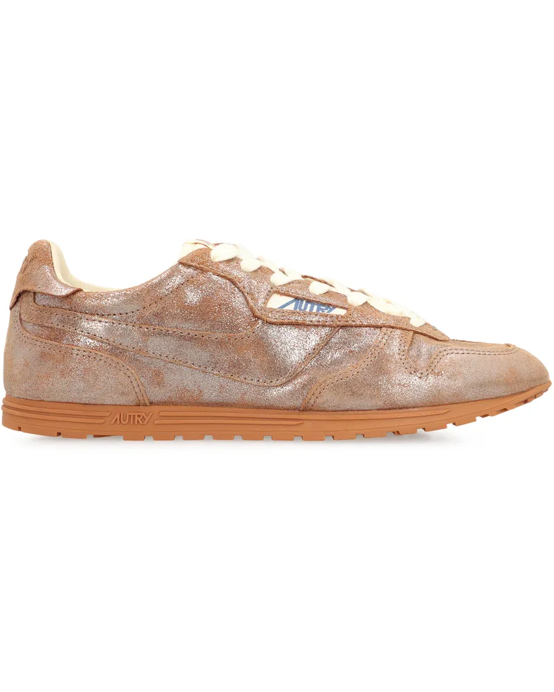 AUTRY Women's Windspin Low-Top Sneakers Brown Cow Hide Trainers Brown