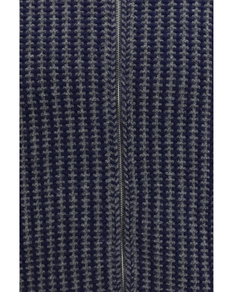 Versace Honeycomb Knit Intarsia Cardigan — Navy Navy