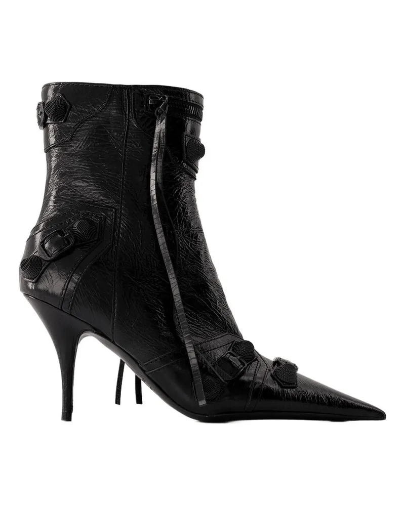 Balenciaga Women's Cagole H90 Ankle Boot Black Leather Black