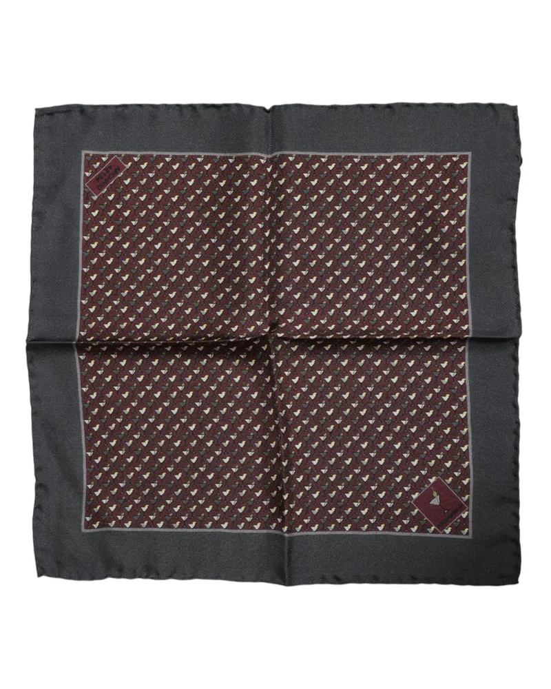 Dolce & Gabbana Men's Maroon Cocktail Silk Square Foulard Scarf Maroon