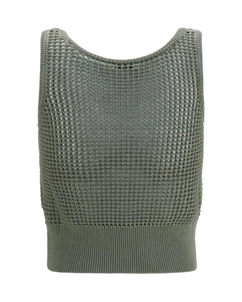 Brunello Cucinelli Women Bicolor Cotton Tank Tops Green