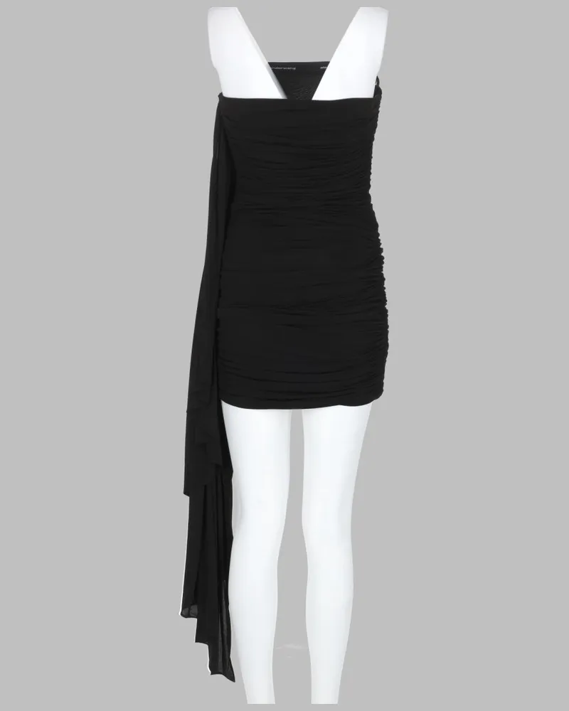 Alexander Wang Draped Cupro Mini Dress — Black Black
