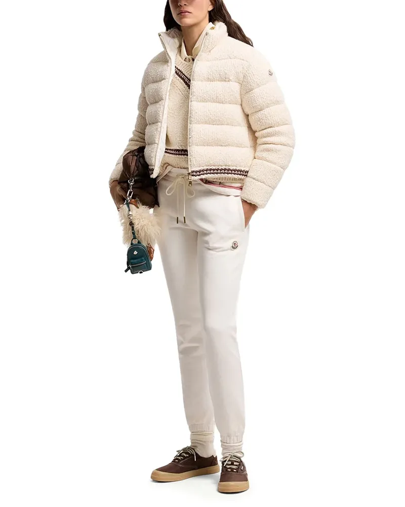 Moncler Cotton-Blend Fleece Joggers — White White