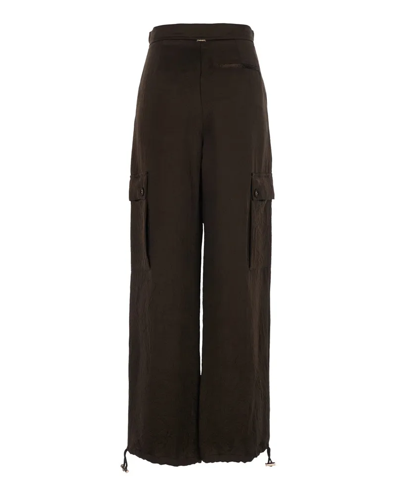 Twin-Set Women's Trousers Brown Tech Fabric Acetate Brown