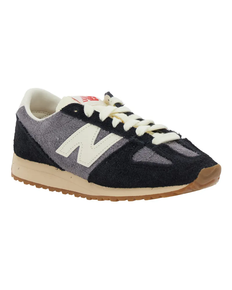 New Balance Unisex Black Low Top Sneakers With Logo Patch Suede Trainers Black