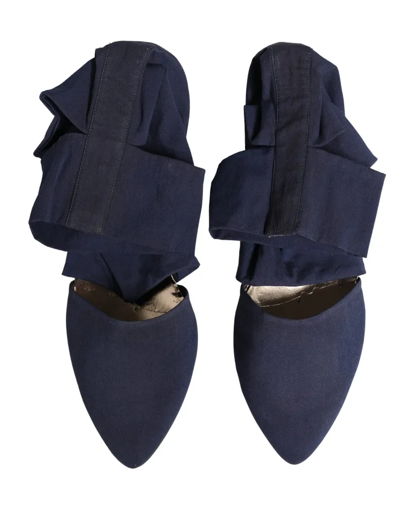 Dolce & Gabbana Women's Blue Cotton Ankle Boots Shoes Stretch Blue