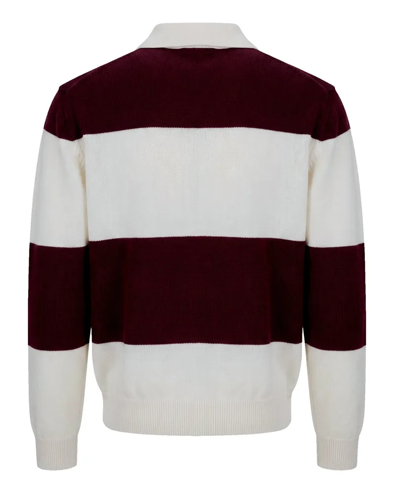 A.P.C. Striped Virgin Wool Rugby Polo Shirt — Bordeaux Bordeaux
