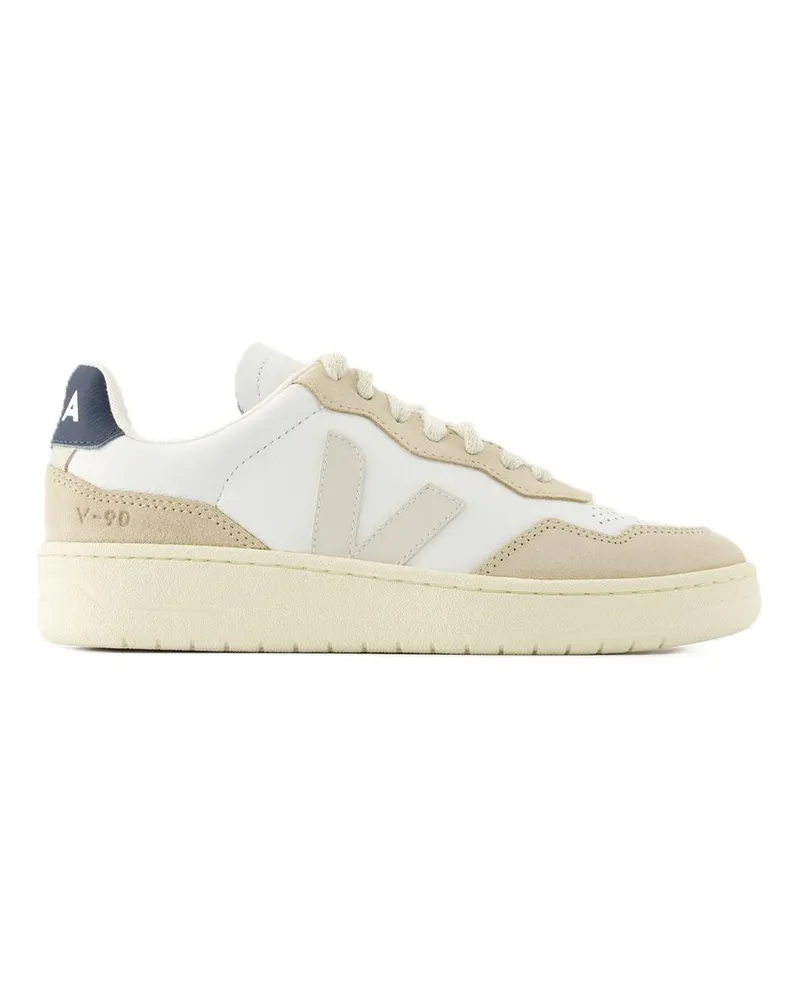 VEJA Women's V-90 Sneakers  Leather White Pierre Neutral Shoes White