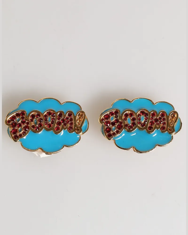Dolce & Gabbana Gold Brass Boom Cartoon Crystal Clip-On Women Accessory Gold