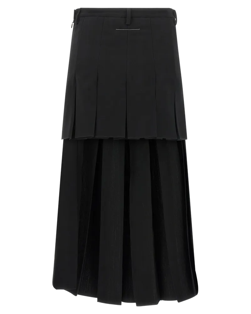 Maison Margiela Pleated Wool-Blend Skirt — Black Black