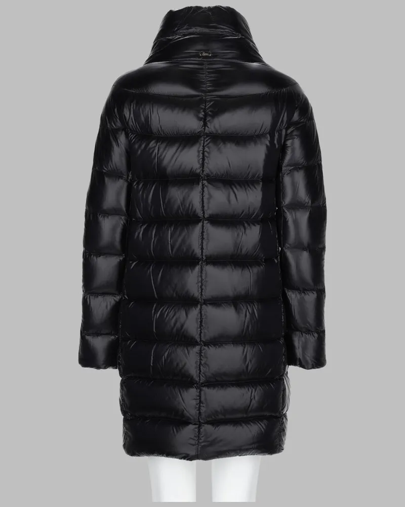 Herno Quilted Longline Down Jacket — Black Black