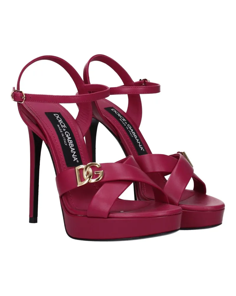 Dolce & Gabbana Women's Pink Leather Platform Sandals Pink
