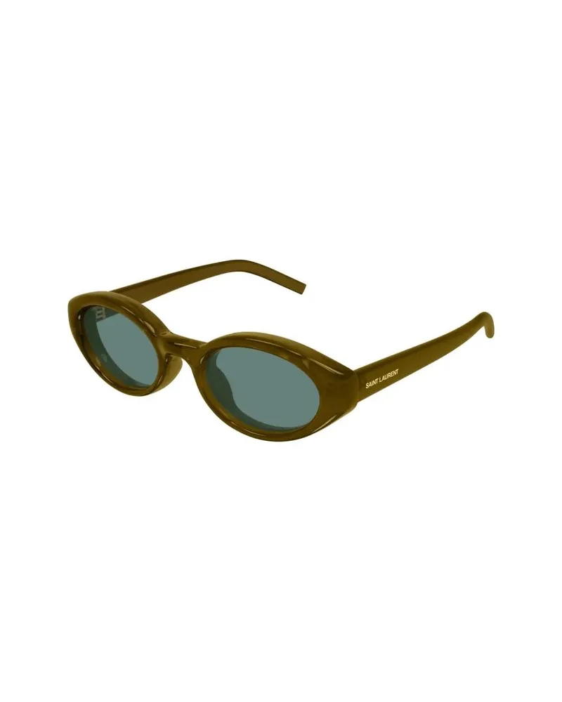 Saint Laurent SL567PLUMP Oval Sunglasses — Brown Brown