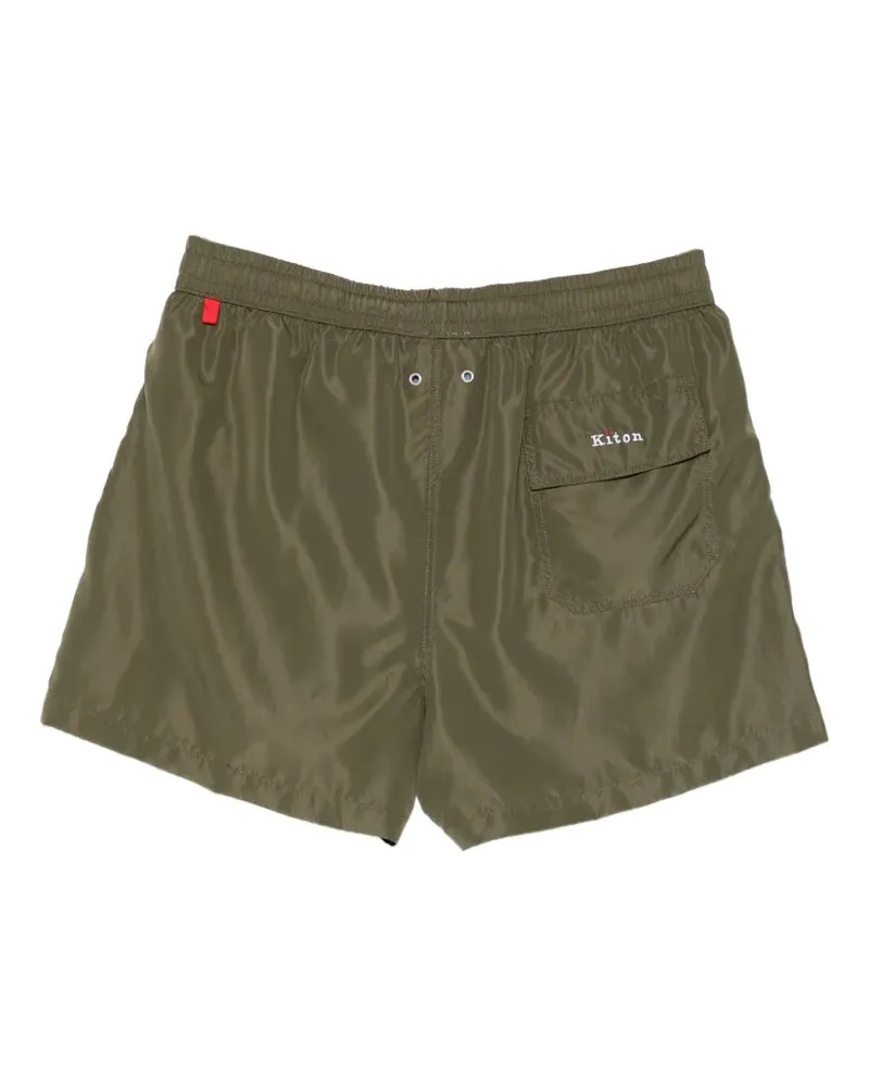 Kiton Drawstring Pocket Swim Shorts — Olive 