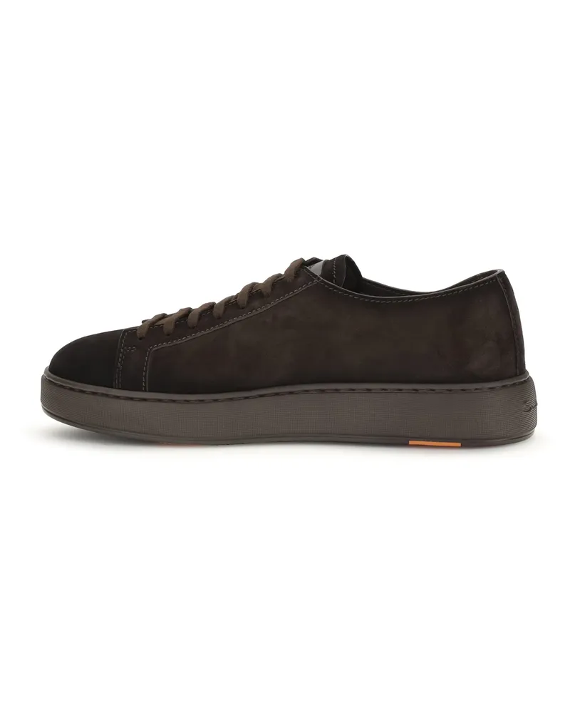 Santoni Men's Suede Sneakers Dark Brown Trainers Brown