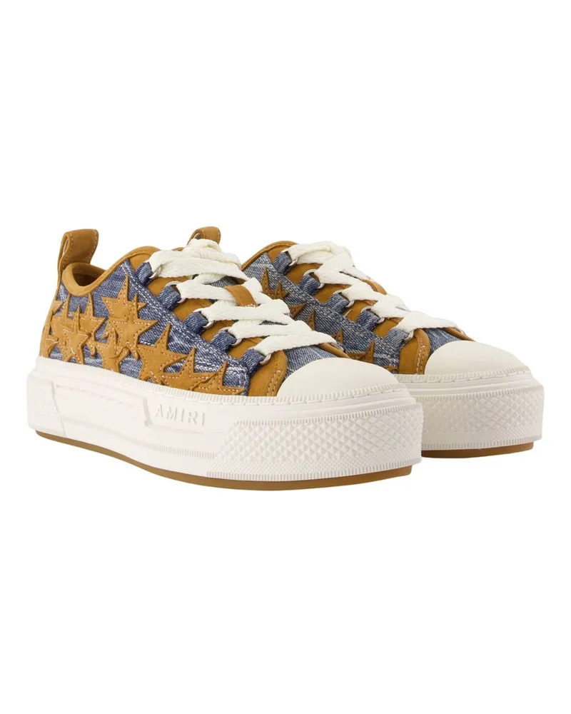 Amiri Women's Stars Court Low Sneakers -  Cotton Yellow Shoes Navy