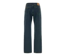 Mid-Rise Straight-Leg Jeans — Blue