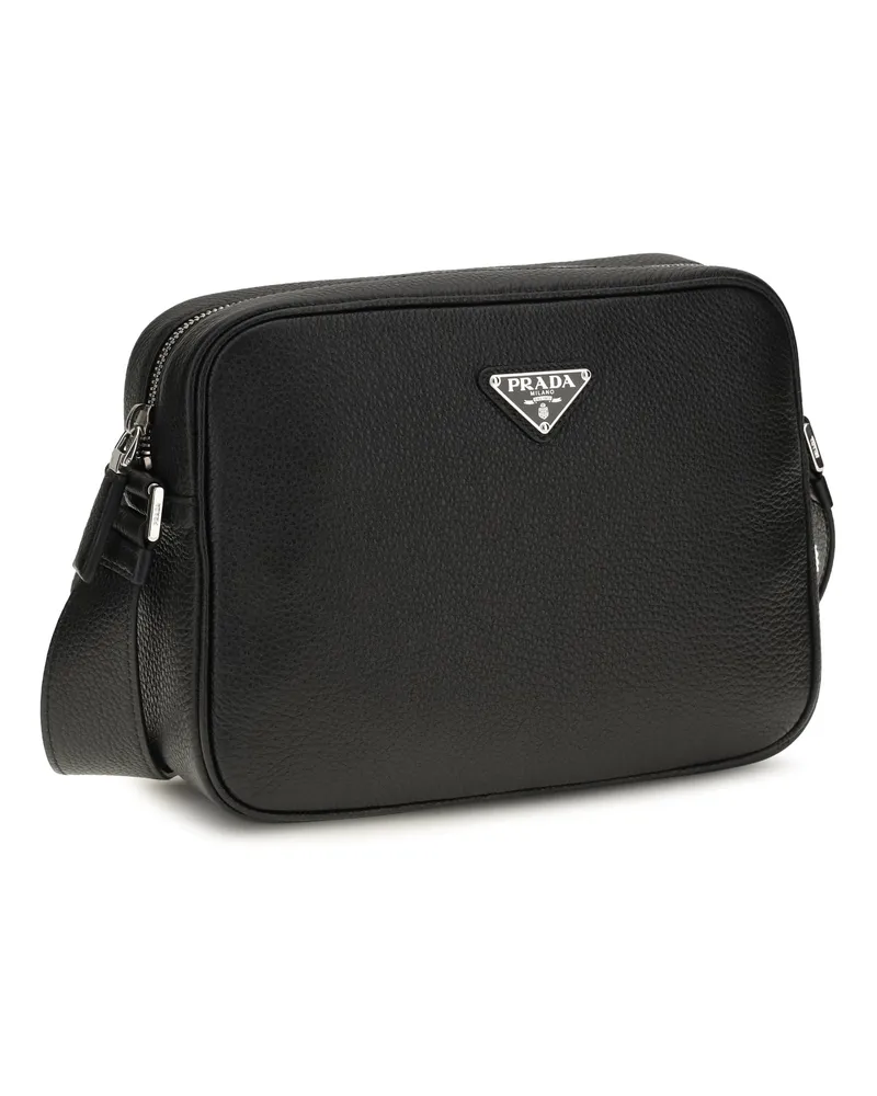 Prada Logo-Enameled Triangle Shoulder Bag Nero