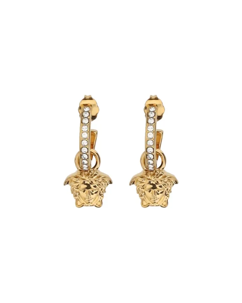 Versace Women's Drop Earrings Medusa Head Gold Crystal Metal Gold