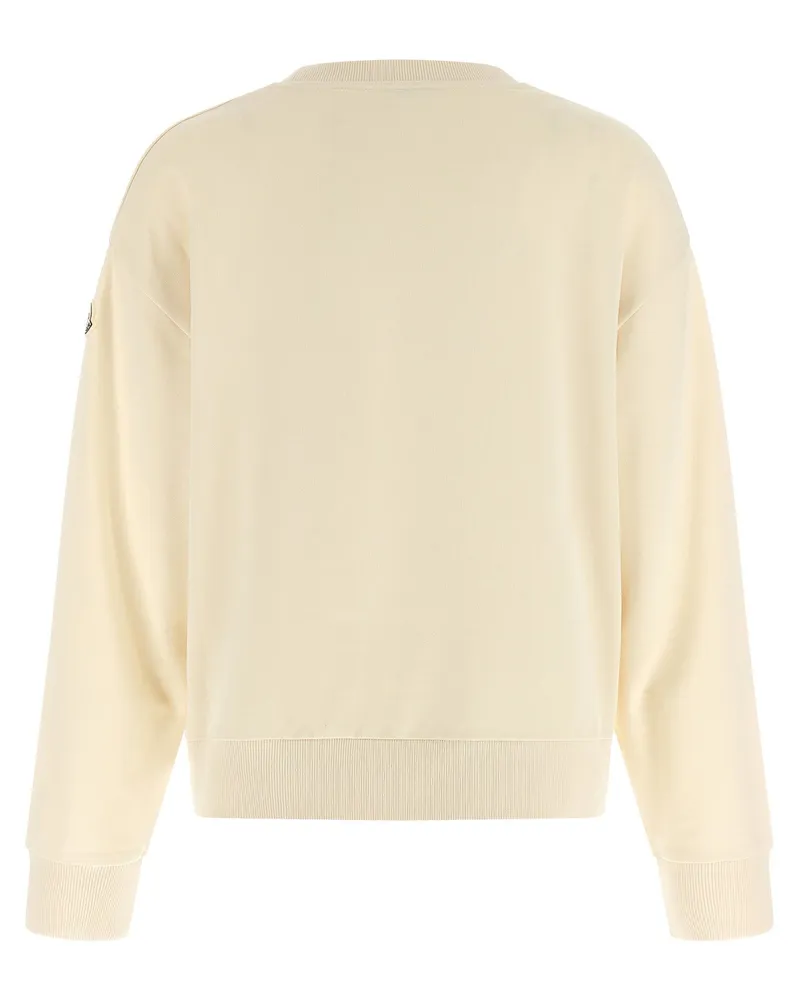 Moncler Logo-Embroidered Sweatshirt — Cream Cream
