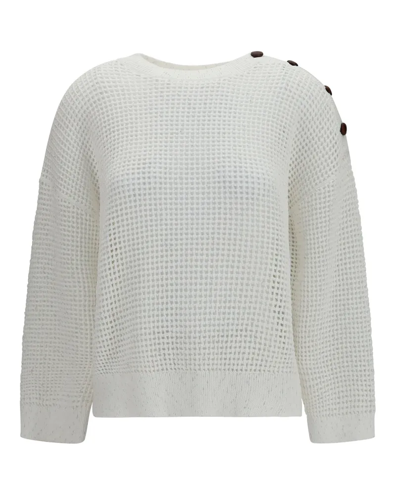 Brunello Cucinelli Openwork Cotton Crochet Sweater — White White