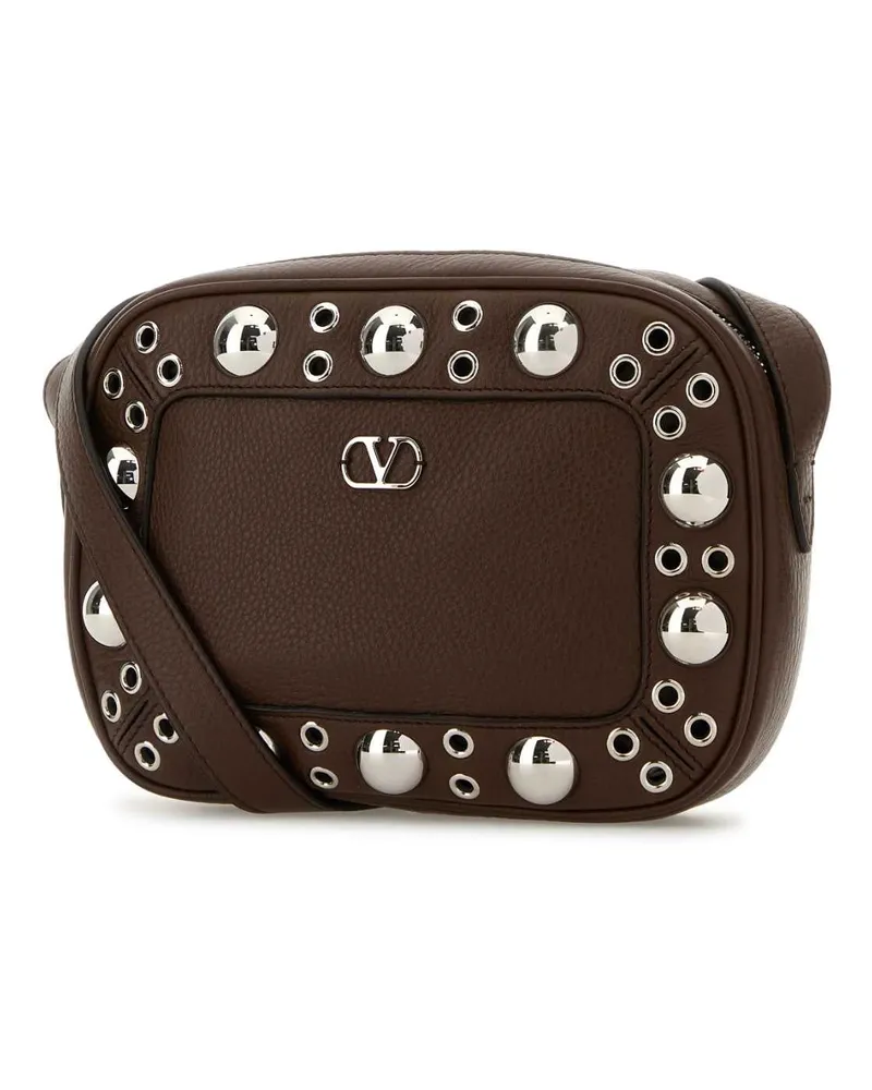 Valentino Garavani Men's Brown Leather Nellcãte Shoulder Bag Teakbrown Borse A Tracolla Brown