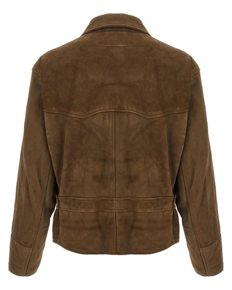 Maison Margiela Suede Biker Biker Jacket — Brown Brown
