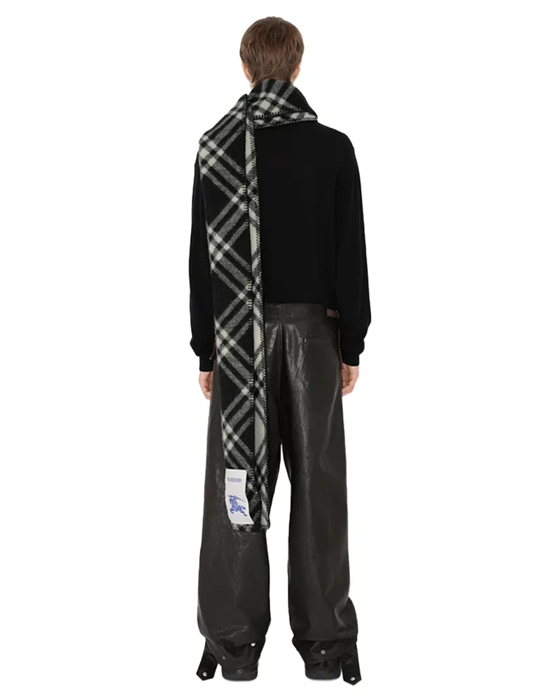 Burberry Check Wool Scarf — Black Black