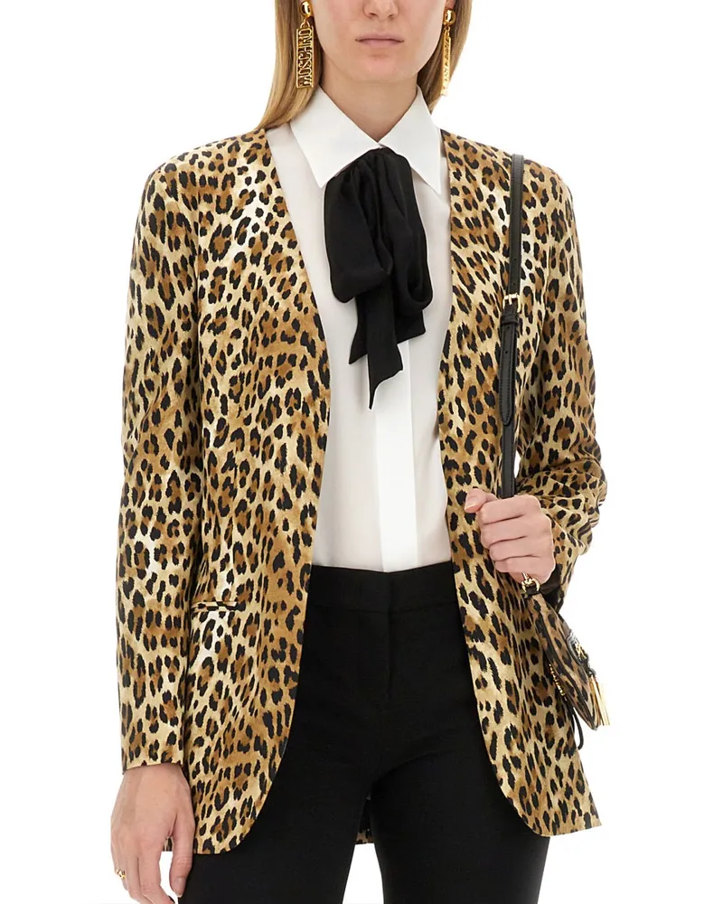 Moschino Animal Pattern Viscose Jacket — Multicolor Multicolor