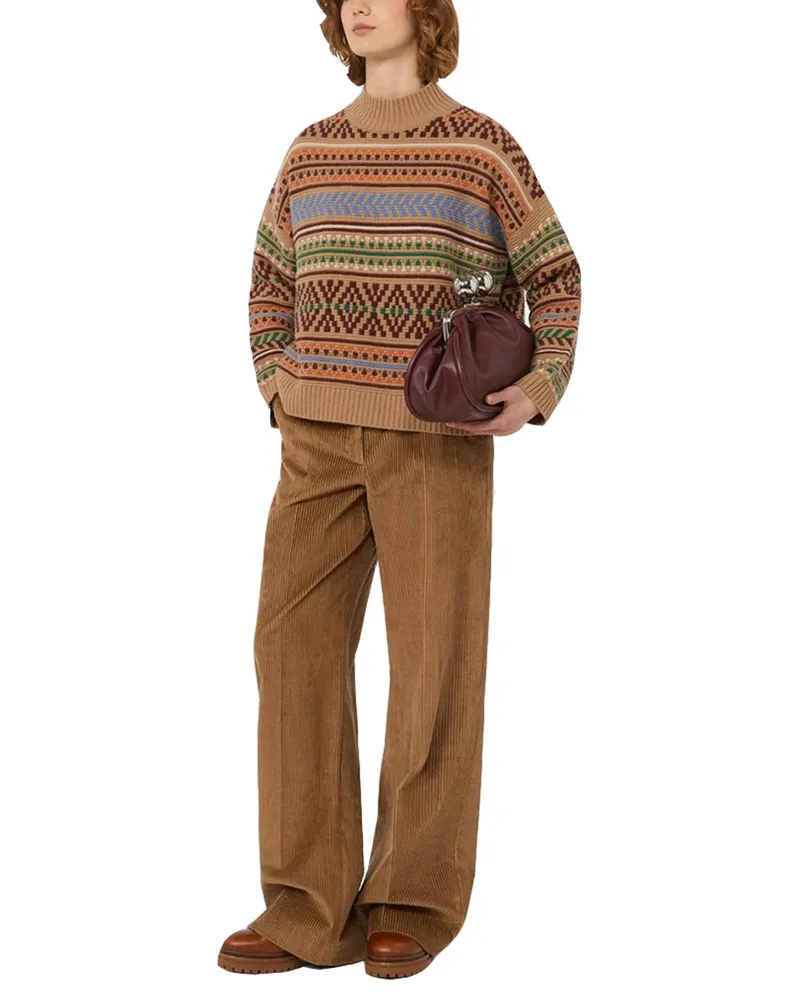 Weekend Max Mara Wool Jacquard Sweater — Beige Beige